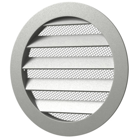 10РКМ/Решетка вентиляционная алюминиевая настенная круглая ø125мм + фланец ø100мм + сетка, ERA