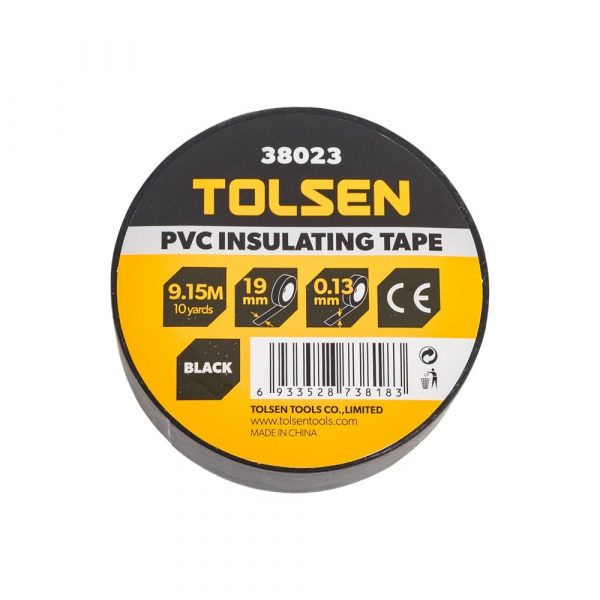 38023/Изолента 19мм х 9.15м, черная, TOLSEN
