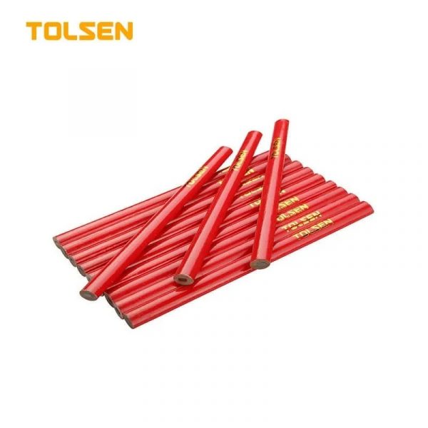 42021/Карандаш строительный 12х7,4х176 мм, размер грифеля 5х2 мм, упаковка 12 штук, TOLSEN