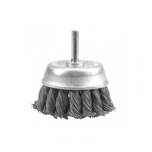 06994/Щётка-чашка витая стальная 75мм со стержнем, VOREL