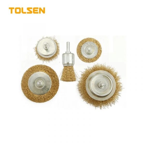 77552/Набор щеток проволочных (латунированная проволока диаметром 0,3мм) с крепежным стержнем, серия INDUSTRIAL, TOLSEN