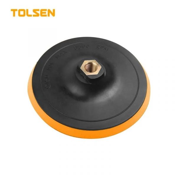 77261/Диск для шлифбумаги ø125мм с липучкой на губке, гайка М14 для болгарки, стержень-переходник для дрели, TOLSEN