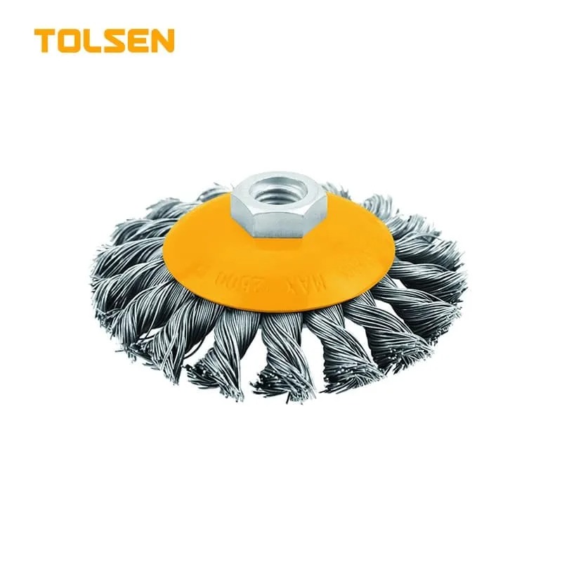 77629/Щетка дисковая диаметром 100мм проволочная (проволока диаметром 0,5мм) с гайкой M14х2, серия INDUSTRIAL, TOLSEN 77629/Щетка дисковая диаметром 100мм проволочная (проволока диаметром 0,5мм) с гайкой M14х2, серия INDUSTRIAL, TOLSEN
