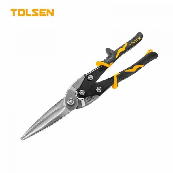 30024/Ножницы по металлу ПРЯМЫЕ удлиненные 300мм, кованная сталь, двухкомпонентные пластиковые рукояти, TOLSEN