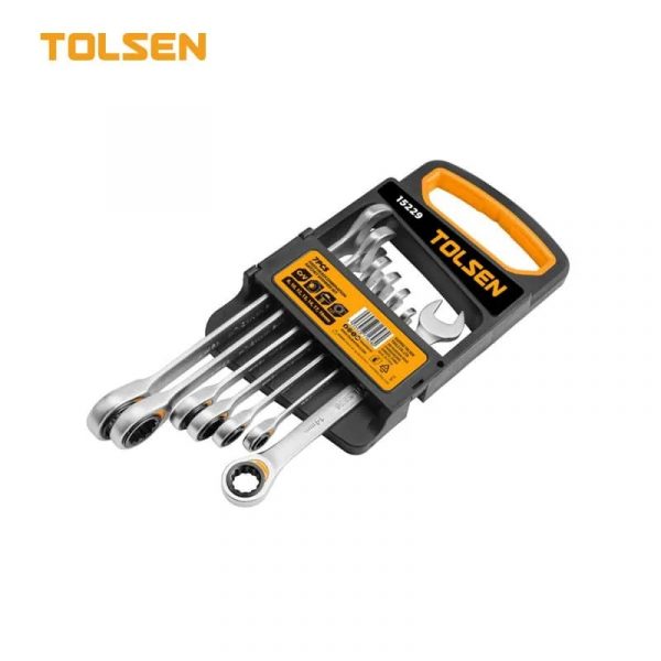 15229/Набор комбинированных ключей с трещёткой 8-19мм (набор 7шт), TOLSEN