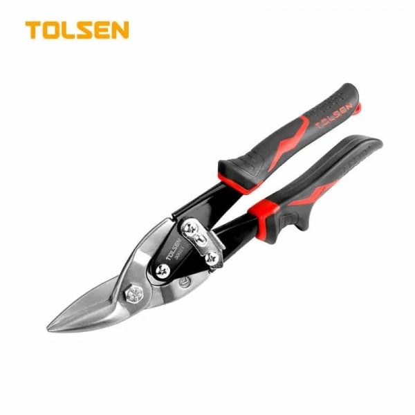 30021/Ножницы по металлу ЛЕВЫЕ 250мм, кованная сталь, двухкомпонентные пластиковые рукояти, TOLSEN